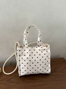 A Stylish Polka Dot Tote Bag Is An Ideal Gift For Teenagers, Suitable For Outdoor Activities, Play, Or Commuting. - Multicolor - View 4