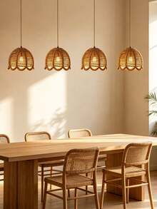 1/2pcs Half-Round Rattan Woven Lampshade, Natural Wood European Country Style Handmade Hollow Soft Light, Replaceable Lamp Shell For Tea Room, B&B, Bar Counter Decor - Pocket Lamp Shade - View 7