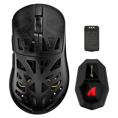 ATTACK SHARK RS6 Ultra Carbon Fiber 63g PAW3955MAX 8K Wireless Gaming Mouse 52K DPI Nordic 54L15 MCU Ergonomic Hollowed-Out Lightweight,Hot-Swap Battery USB-C Wired/BT/2.4GHz For PC Mac