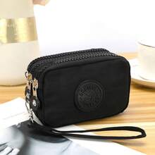 Mini Simple Nylon Coin Purse - Mini Key Pouch With 3 Zippers, Easy-To-Clean Small Wallet For Women - Multicolor - View 7