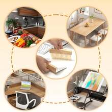 Portable Mini Dustpan And Broom Set - Multi-Functional Wooden Handle Cleaning Brush Kit For Desktop, Keyboard, And Small Gaps - , Seamless Cleaning, Easy To Use - 1 - View 5