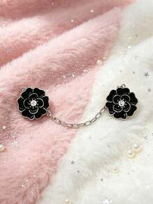 Fashion Floral Scarf Clip For Women, Cardigan Collar Fastener Anti-Exposure Clip - A - View 3