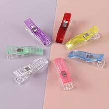 13pcs Random Color Transparent Colorful Long Sewing Clips, Strong Spring Fabric Clips, Patchwork Positioning Clips, Quilting Binding Clips, DIY Sewing Supplies - A - View 5