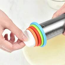 1PC Adjustable Thickness Stainless Steel Rolling Pin With Silicone Thickness Rings, Home Baking Dough Pressing Roller For Dumpling Wrappers, Pizza Crust, Cookies, 4-Level Thickness Adjustment, Stainless Steel Material Non-Stick Dough, Easy To Clean Kitchen Baking Tool, Specialized For Making Dumplings, Pies, Bread, Cookies, Pizza Dough, Home Baking Beginner Labor-Saving Dough Pressing Kitchen Utensil, Detachable Silicone Rings, Precise Control Of Dough Thickness, Practical Home Flour Making Tool - View 6