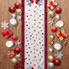 1pc Christmas Bird, Poinsettia, Snowflake, Gingerbread Man Print Table Runner, Suitable For Holiday, Party, Dinner, Restaurant Table Decoration, Home Autumn/Winter Christmas Decor - Multicolor - View 4