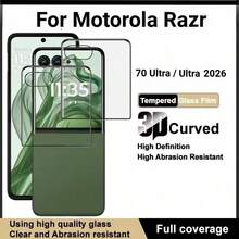 2pcs Tempered Glass Screen Protector For Razr 70, Razr 60/Razr 60 Ultra, Razr 50/Razr 50 Ultra, High Definition Curved Full Coverage Transparent Anti-Scratch Anti-Drop Back Screen (Outer Screen), Easy Installation - Clear - View 2