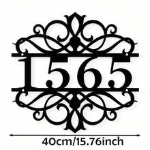 4 Sizes Available! Personalized Door Number Plate, Custom Outdoor Address Sign, Vintage Hollow Iris Metal Home Address Plaque, Custom Door Number Plate - Black - View 12