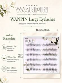 WANPIN WAN PIN Camellia Glue-Free False Eyelashes, 7-10mm C Curl Natural Thin Cluster Lashes, 6 Rows Lightweight Breathable, Soft Comfortable Fit, Easy To Wear, Suitable For Beginners, Natural Curly Look, Daily Makeup - C - View 7