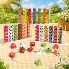 Montessori Children's Fun Color Sorting Geometric Shape Beads & Pegs Training Wooden Toy For Baby Focus And Shape Recognition - Multicolor - View 4