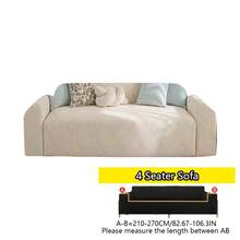 1pc Soft Solid Color Minimalist Line Sofa Cover, Stain-Resistant Wear-Resistant Non-Slip Sofa Slipcover, All-Season Use Sofa Seat Cushion Cover Full Sofa Cover, Machine Washable Hand Washable No Fading No Pilling Elastic Sofa Cover - Beige - View 12