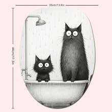 1 Set Cartoon Cat Pattern Shower Curtain, Waterproof Polyester Material, Modern Minimalist Style Home Decor Shower Curtain Set, Toilet Lid Cover, U-Shaped Mat, Anti-Slip Bath Mat, With 12 Hooks Back To School Bathroom Decor - Multicolor - View 15