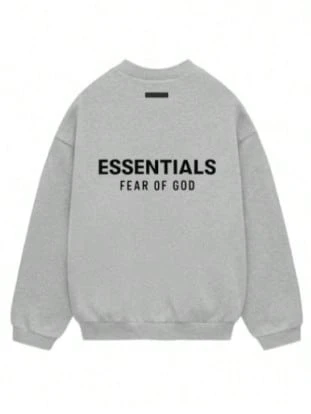 Fear Of God Essentials FW24 Light Heather Gray Crewneck Sweatshirt, Oversized Soft Fleece Pullover For Daily Street Wear, Casual Hangout - Light Heather Gray - View 1