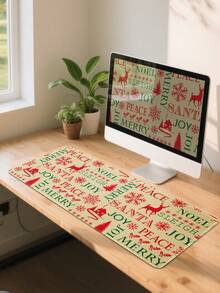 Christmas Large Mouse Pad, Vintage Christmas Letter Reindeer Snowflake Desk Mat, Non-Slip Rubber Bottom, Gaming Keyboard Desk Pad, Home Office Decor - View 5