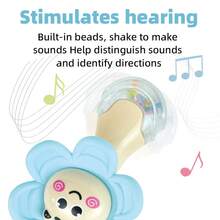 Cute Baby Flower Hand Rattle Shaker Toy, Soft Touch Petal Sensory Sound Toy With Rattle Beads, Newborn Grasp Training Early Educational Toy, Cartoon Face Design, Infant Interactive Play Toy, Perfect Baby Shower Gift For Little One - Multicolor - View 5