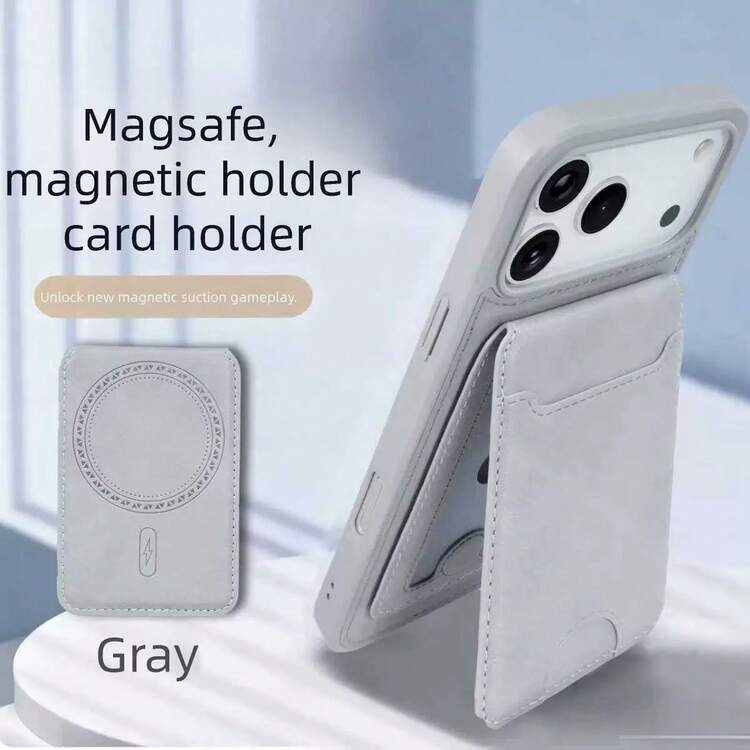 1pc Solid Color Magnetic PU Leather Card Holder Compatible With Apple 16 Pro Max/16/16 Pro/16 Plus/15/15 Pro Max/15 Pro/15 Plus/12/13/14 Pro/12 Pro/12 Pro Max/13 Pro/13 Max/13 Pro/14 Pro/14 Max/14 Plus/12 Mini/13 Mini Soft Shell Creative Design Magsafe Leather PU Card Sleeve ID Card Holder Phone Back Sticker Card Holder - Multifunctional Card Holder - View 2