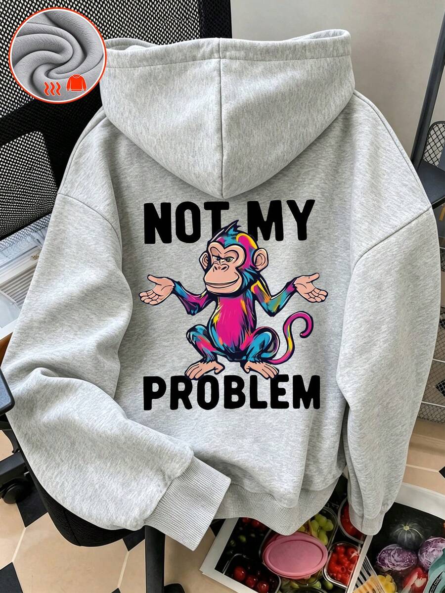 1pc Thermal Lined Thick Warm Hooded Sweatshirt For Tween Boys, Young Student Kids, Suitable For Autumn/Winter Long Sleeve Top - Grey - View 1