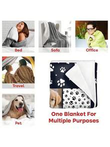 1pc Customized Pet Photo Collage Blanket, Personalized Dog Cat Blanket, Can Print Multiple Photos And Names, Soft And Comfortable Pet Throw, Pet Lover Gift, Dog Mom Gift, Pet Memorial Keepsake, Birthday Christmas Home Decor - Multicolor - View 7