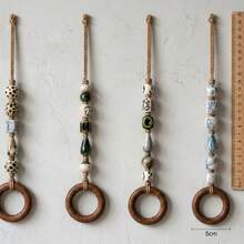 1pc Bohemian Style Beaded Towel Ring Hook, Woven Rope Towel Hook With Decorative Beads, Round Hanging Storage Ring, Suitable For Bathroom, Kitchen, Laundry Room, Guest Bathroom And Vanity, Farmhouse Wall Decor, Country Home Decor, Ideal Housewarming Gift - Boho Towel Rack - View 6