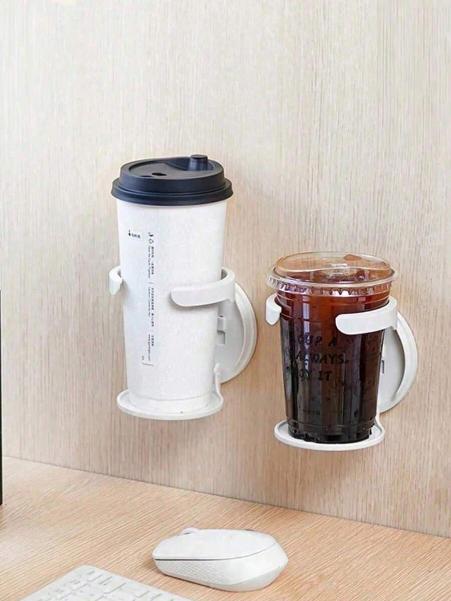 1pc Wall-Mounted Folding Cup Holder, Water Cup Coffee Beverage Storage Rack, No-Drill Car Cup Holder, Suitable For Kitchen, Bedroom And Office