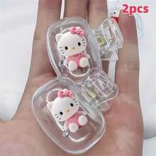 SANRIO [Authorized] 2pcs Cute HelloKitt Printed Toothbrush Holder Portable Combination Set Household Toothbrush Protective Cover, Suitable For Home And Travel Travel Storage Holder - Multicolor - View 6