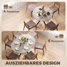 Extendable Dining Table For 4–6 People, Industrial-Style Kitchen Table With Hairpin Legs, Gray - Beige - View 7