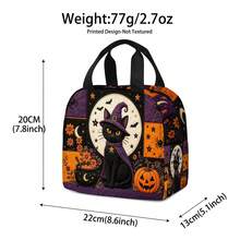 Portable Handbag; Thickened Fruit Bag - Cute Design Halloween Pumpkin Witch Print, Essential For Girls' Outings, Suitable For Back To School, Office, Outdoor Picnic And More Occasions - Orange - View 2