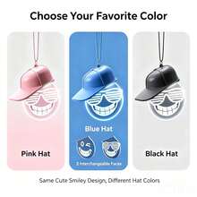 1Pc Cool Smiling Face Car Hanging Neon Light With Hat, USB Rechargeable LED Auto Rearview Mirror Pendant Lamp, Colorful Glowing Interior Decor Ornament - Multi-color light - View 6