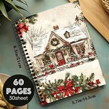 Christmas Snow House Diary, Spiral Bound 30 Sheets 60 Pages Thick Paper, Winter Cottage, Suitable For Journaling, Ideal For Home, Office, School, Holiday Gift - A5 - View 4