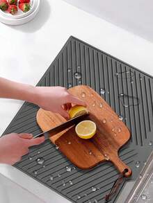 Silicone Dish Drying Mat, Non-Slip Drain Mat With Built-In Drainage Grooves, Quick Drying Pad For Pots, Pans And Tableware, Countertop Protector, Kitchen Essential - Multicolor - View 6