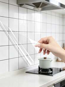 Self-Adhesive Transparent Wall Protection Film, Kitchen Oil-Proof, Waterproof And Oil-Proof Peel And Stick Splash Guard, Suitable For Wall And Cabinet Protection Film, Heat-Resistant Sticker, Transparent Tile Wall Sticker - Multicolor - View 1