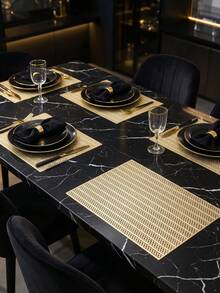 1pc Hollow Rectangular PVC Placemat, Waterproof & Oil-Resistant Western Table Mat, Washable Tableware Pad, Odorless Decorative Mat, Suitable For Restaurant, Cafe, Homestay, Fits Holiday, Party, Gathering, Birthday, Wedding, Dinner And Other Occasions - Multicolor - View 5