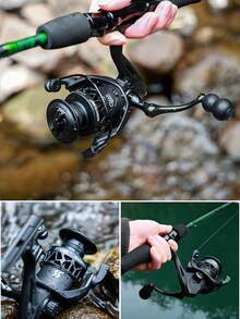 SOUGAYILANG 5.2:1 Gear Ratio Ultra-Light CNC Aluminum Alloy Spool EVA Handle Spinning Reel - Suitable For Bass/Trout, Lake/River, Perfect For Beginners And Fishing Enthusiasts - Black - View 10