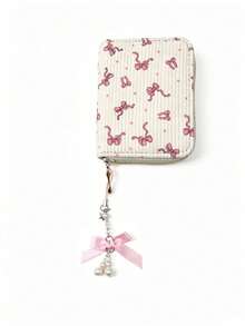 Women's Wallet Bowknot Polka Dot Short Card Holder Coin Purse Cute Girly Style Student Portable Small Wallet - White - View 6