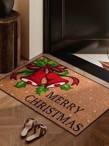 1pc Funny Christmas Red Jingle Bell Pattern Welcome Doormat, Harvest Season Pattern Minimalist Style Short Plush Quick Dry Non-Slip Machine Washable Entryway Mat, Suitable For Kitchen, Bathroom, Dining Room, Hallway, Party, Holiday, All Seasons, Yard Home, Christmas Theme, Party Supplies - Burnt Orange - View 10