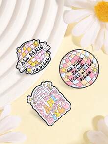 3 buah Pin Enamel Kutipan Teks Kecemasan Bola Disko Retro, Lencana Slogan Seru untuk Suasana Hati, Aksesoris Pakaian Fashion, Tas Ransel, Hadiah untuk Teman - MultiWarna - View 6