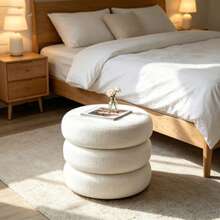 Boucle Cloud Storage Ottoman, Cream - Cream - View 4