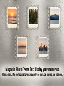 Double-Sided Acrylic Transparent Mini Photo Frame, Suitable For Instant Photo Display, DIY Fridge Magnet, Wall Magnetic Photo Frame, Acrylic Fridge Magnet, Wall Photo Box Decor, Minimalist Design, Home Decor - Lace Style - View 10