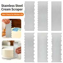 1pc Stainless Steel Cream Spatula, Baking Brush, Cake Decorating Tool, Multi-Sided Serrated Blade, DIY Baking Tool - Multicolor - View 2