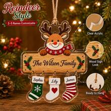 Custom Snowman Family Ornament, Personalized Christmas Tree Hanging Decor, Festive Holiday Party Decoration, Customized Family Name Keepsake, Customizable 2-5 Names Xmas Gift For Home, Winter Tree Ornament, Christmas Ornament, Family, Friends - Style C - View 2