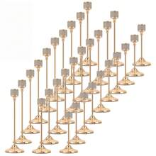 Set Of 30 Gold Crystal Rhinestone Candlestick Holders, Elegant Metal Candle Stands For Wedding Table Centerpiece Home Party Decoration - Rose Gold - View 14
