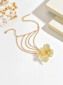 1pc Fashionable Minimalist Versatile 3D Flower Multi-Chain Finger Bracelet, Suitable For Women's Daily, Vacation And Party Wear - Gold - View 3