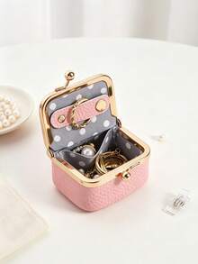 CHARM INFINITE Multi-Color Cute Artificial Leather Kiss Lock Mini Jewelry Box, Hard Shell Portable Storage Bag, Organizes Rings Earrings Necklaces, Compact Travel Organizer, Sweet Women's Accessory Storage Small Gift - Multicolor - View 3