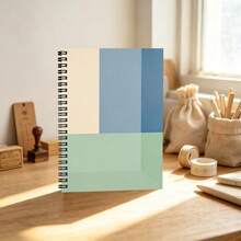 A5 Spiral Notebook, 100 Pages, 50 Sheets, 2D Flat Modern Abstract Triangle Pattern, Circle And Line Geometric Cover, Bound Notebook, Minimalist Aesthetic Stationery, Back To School Supplies - Minimalist Geometric - View 10