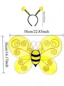 4pcs Cute Bee Costume Set: Bee Striped Dress + Headband + Bee Wings + Striped Socks, Perfect For Carnival, Festivals, Parties And Role Play, Halloween Cosplay - Multicolor - View 14
