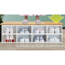 1pc Stackable Plastic Shoe Storage Boxes, Dust‑Proof Shoe Organizer Cabinet, Easy‑To‑Install Stylish Shoe Container For Closet, Entryway, Under Sofa, Under Bed, Bathroom Counter - Multicolor - View 5