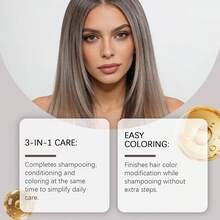 Milk Tea Gray 3-In-1 Hair Dye Shampoo, Moisturizing, Coloring, Hair Care, Even Color, Smooth And Lightweight Hair, Dyeing Hair Care Shampoo - Milk Tea Grey - View 2