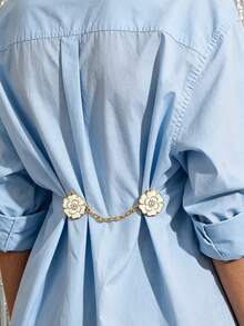 Fashion Floral Scarf Clip For Women, Cardigan Collar Fastener Anti-Exposure Clip - A - View 2