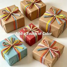 5 Meter/80 Meter Of Multicolor Natural Raffia Paper Ribbon, Multifunctional Decorative String, Suitable For Gift Wrapping, Floral Arrangement, Wedding Bouquet Binding, And Holiday Party Decor - View 7