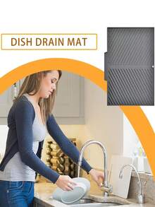 Silicone Dish Drying Mat, Foldable Kitchen Drying Mat, Dish Drainer Mat, Sink Anti-Slip Mat, Heat Resistant, Shock Absorbing, Sound Insulating, Tabletop Heat Insulation Mat, Foldable And Rollable For Easy Storage, Kitchen Essential, Kitchen Decor. Halloween, Christmas, Best Gift For Women. Kitchen Gadget; Tabletop Accessory - Multicolor - View 4