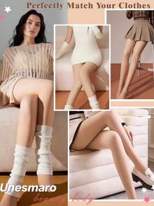 1pc 80g/200g/300g Women's High Elasticity Sheer Tights, Non-High Waist, Elastic Compression Stockings, Suitable For Spring, Autumn, Winter Daily Wear - Apricot - View 5